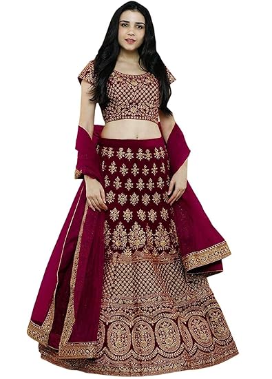 Embroidered Taffeta Satin Lehenga Choli 
