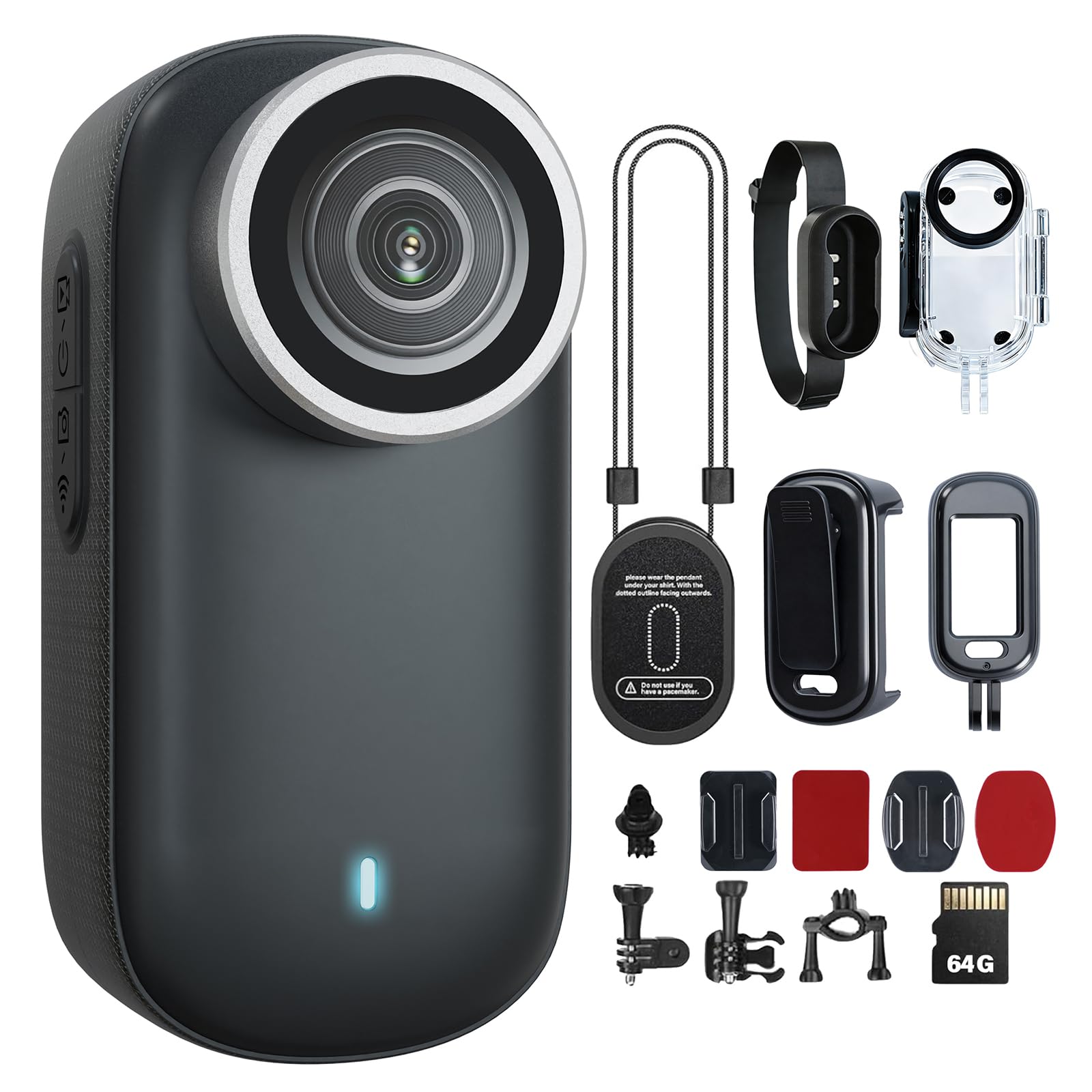 Photo 1 of shenghuo 4K Mini Action Camera 64GB Thumb POV Portable Body Cam Wearable Video Recorder with IPX7 Waterproof?Black?