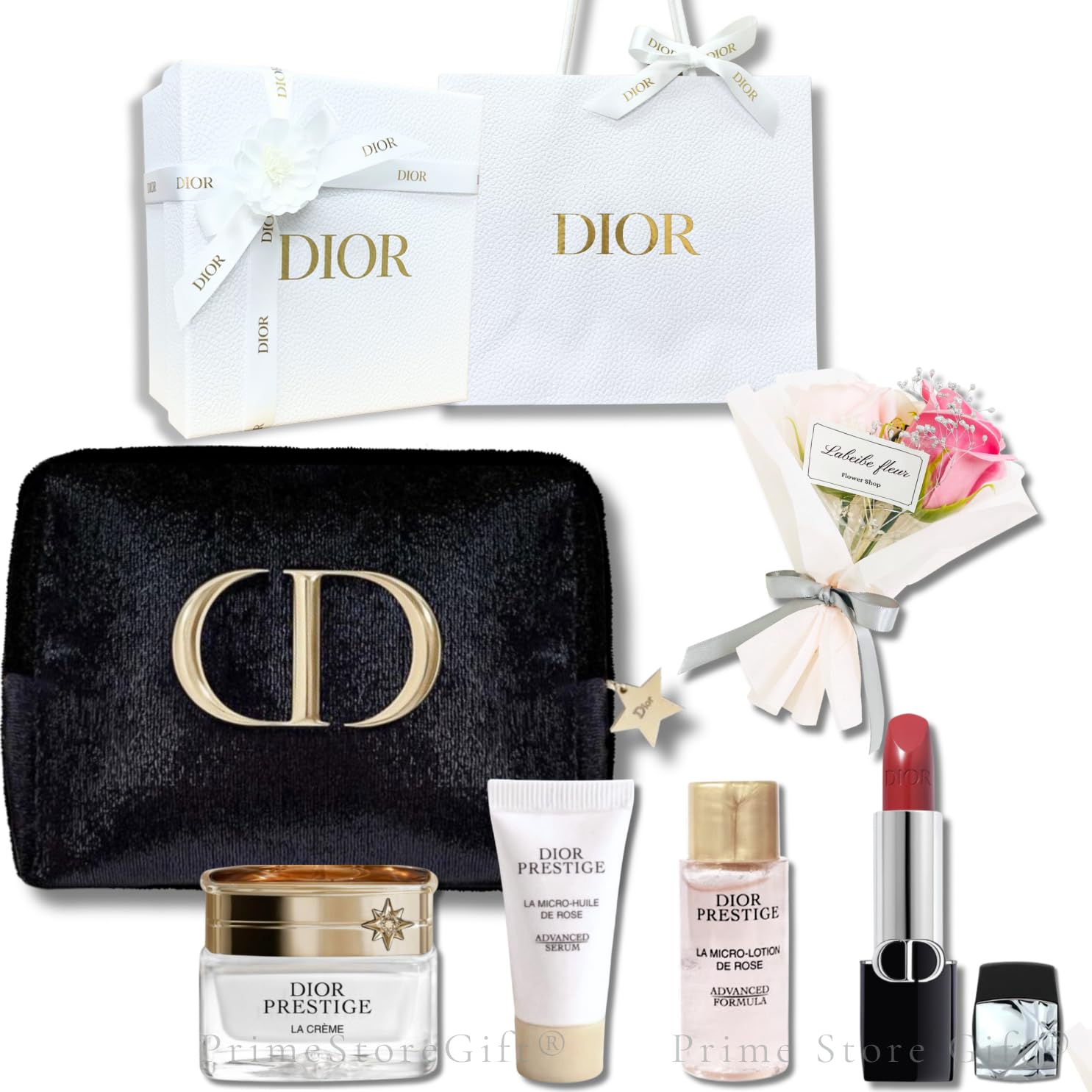 Mua DIOR Prestige Travel Set (Lotion, Serum, Cream) + Rouge Lip