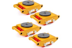 GarveeTech Industrial Machinery Skate Dolly,6 T (13,200 LBS) Capacity, 360° Rotating PU Wheels with Anti-Skid Covers,Heavy Du