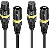 Cable Matters 2-Pack 22AWG 3-Pin XLR DMX Lighting Cable, 6ft | 1.8m, Stage Light DMX Cable, 3 Pin XLR Male to Female Connector