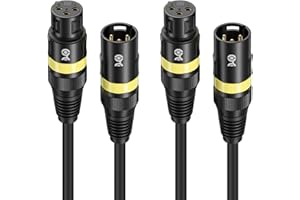 Cable Matters 2-Pack 22AWG Stage Light DMX Cable 3ft / 0.9m with 3-Pin XLR Connector, 3 Pin XLR Male to Female DMX Lighting Cable