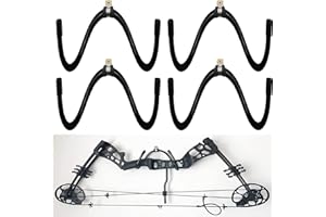 Pmsanzay 4 Pack Universal Bow Display Brackets Wall Hanger Hook Wall Mount Storage Rack to Display Your Bow - Sturdy Yet Flexible,Hold up to 20 Lbs - Easy to Install - Hold 4 Bow - No Bow