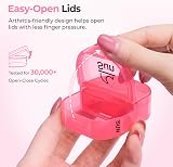 AUVON Weekly Pill Organizer with Pink PU Leather Case 7 Day 2 Daily Trips view 3