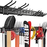 ZICANYCO Garage Tool Organizer Wall Mount 48 inches with 10 Adjustable Heavy-Duty Hooks, Garage Organization, Garden Tool Storage Rack, Yard, and Shed, Holds Up to 400 lbs