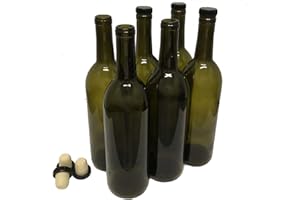 nicebottles Wine Bottles with Corks, Antique Green, 750ml - Pack of 6