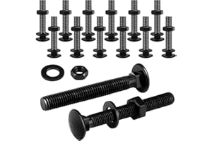 Zonon 12 Sets 1/4 x 1-1/2 Inch Black Carriage Bolt Kit Galvanized Carriage Bolt Set Includes Rust Resistance Washers and Nuts for Fastening Accessories