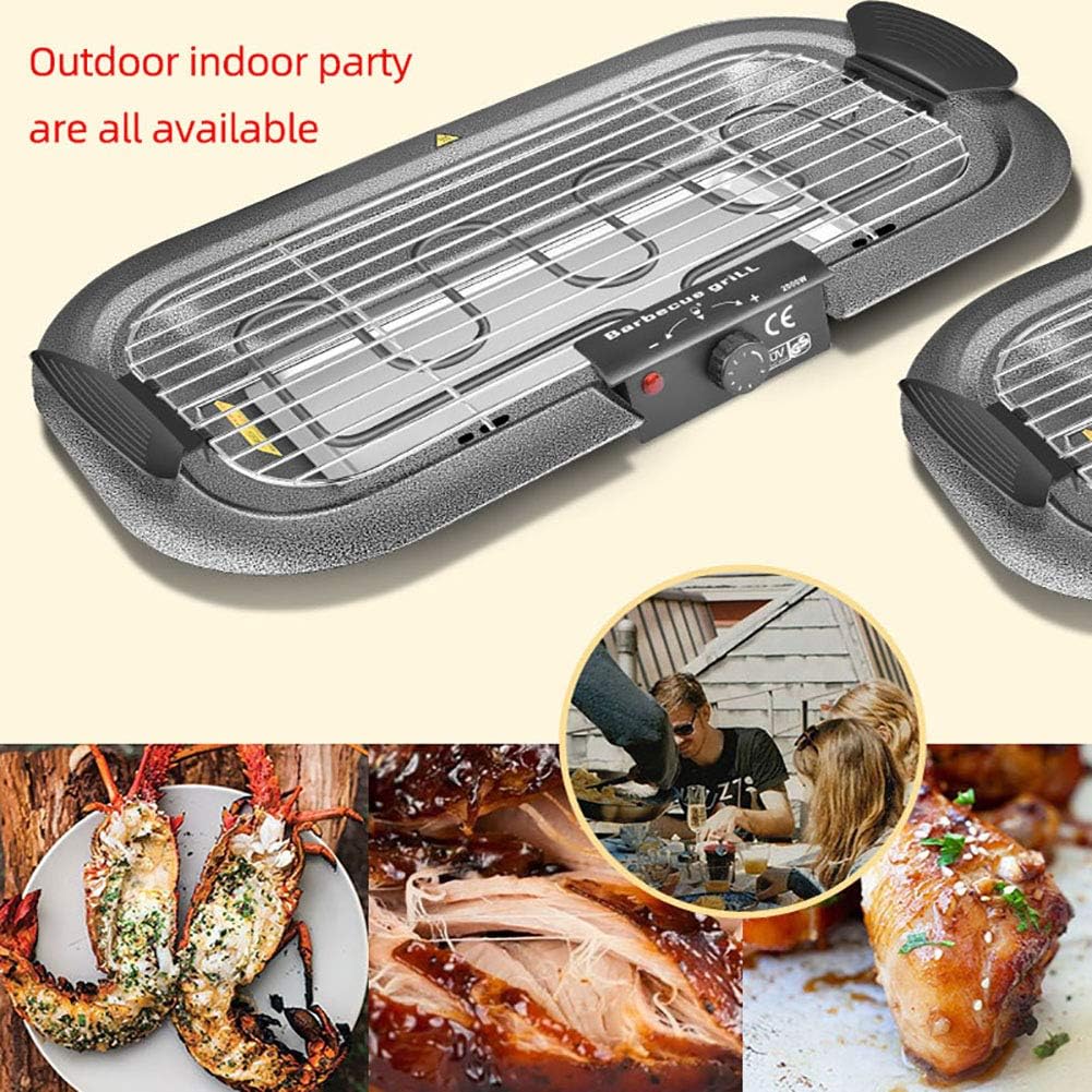 review Household Smoke-Free Barbecue Grills, Indoor And Outdoor Electric Barbecue Grills, Detachable, Suitable for Garden Camping Sites, Meet The Needs of 6-10 People,Sliver