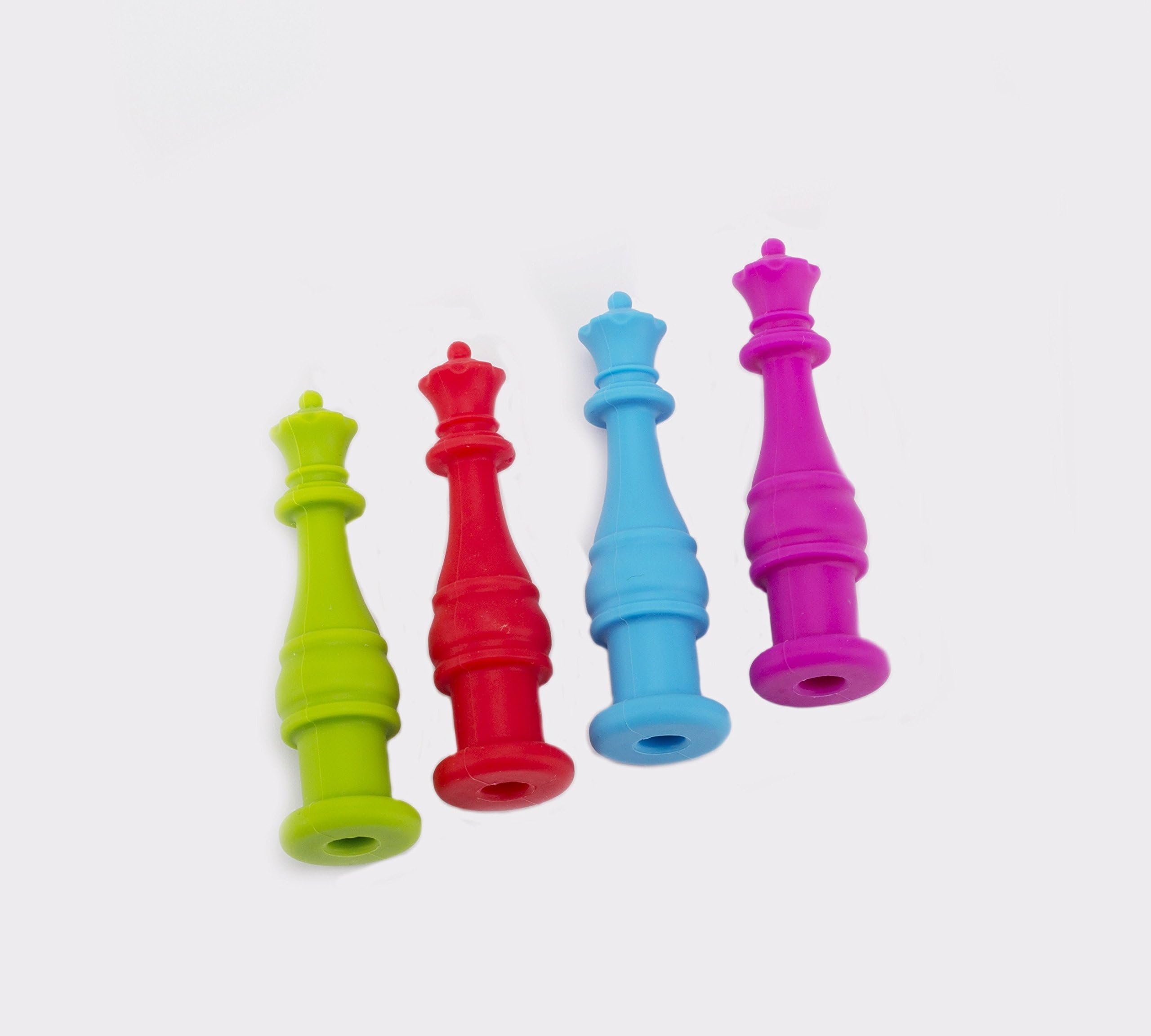 LIFE VIP Silicone Chewable Pencil Toppers, Oral Motor Chew,Chewing Aid, 4 Pack With Exclusive Colors