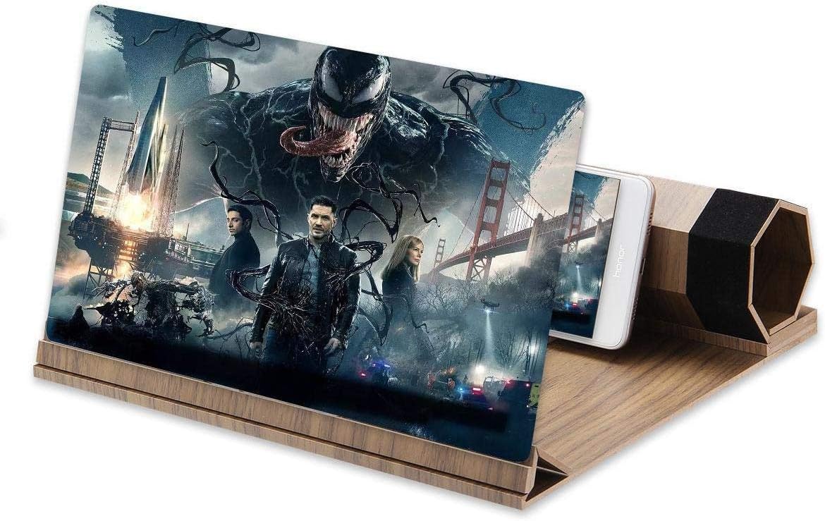 12’’ Phone Screen Magnifier - Foldable Mobile Phone Stand with Screen Amplifier - 3D HD Phone Magnifier Projector - Phone Enlarger for Movies, Videos and Gaming - Compatible with All Smartphones