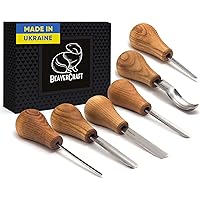 BeaverCraft Wood Carving Gouges Kit SC05 - Wood Carving Chisels Set with Palm Gouge & Flat Straight Chisel, Rounded Short Ben