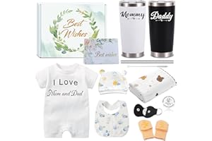 AYWOHA 14PCS New Mom Gifts for Women, Gender Reveal Gifts, Pregnancy Gifts for New Parents Expecting Mom, Baby Shower Gifts for Mom to Be, Pregnancy Gifts with 20 OZ Mom and Dad Tumbler for First Time Moms