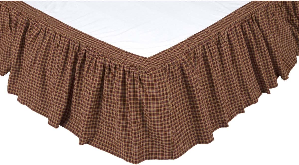 VHC Brands Patriotic Patch Queen Bed Skirt 60x80x16 Country Bedding Accessory, Deep Red and Navy: Home & Kitchen
