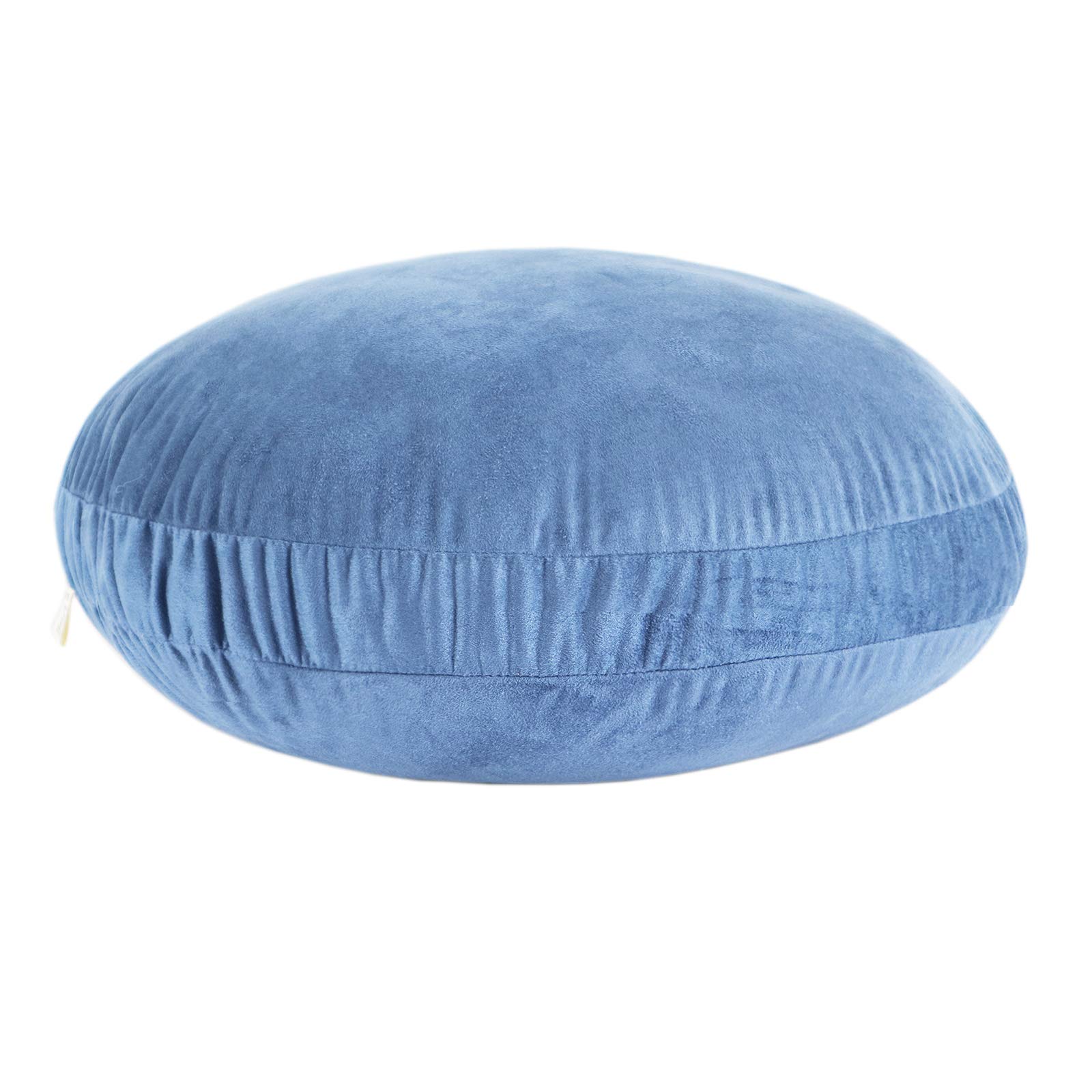 Photo 1 of Hodeco Round Throw Pillow 18x18 for Kids 100% Polyester Filling Super Soft Cushion Ultra Fluffy Down-like Touch Decor Round Floor Pillow for Couch Bed Sofa, Navy Blue, 1 Piece