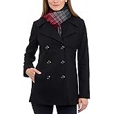 LONDON FOG womens Double Breasted Peacoat With Scarf