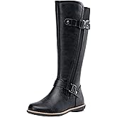 Jeossy Women's 9656 Knee-High Boots Fashion Riding Boots with Buckle