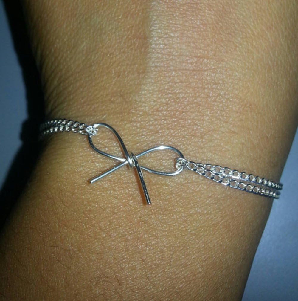 Bow Bracelet- Silver Bracelet- Gift - Tie the Knot- Bridesmaid Gift