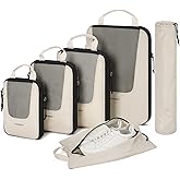 BAGSMART Compression Packing Cubes for Travel, 6/5/4set Lightweight Packing Organizers, Summer Travel Essentials Suitcase Organizer Bags Set