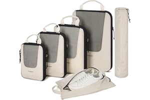 BAGSMART Compression Packing Cubes for Travel, 6 Set/5 Set/4 Set, Compression Suitcase Organizer Bags Set for Suitcases Travel Essentials, Lightweight Packing Organizers