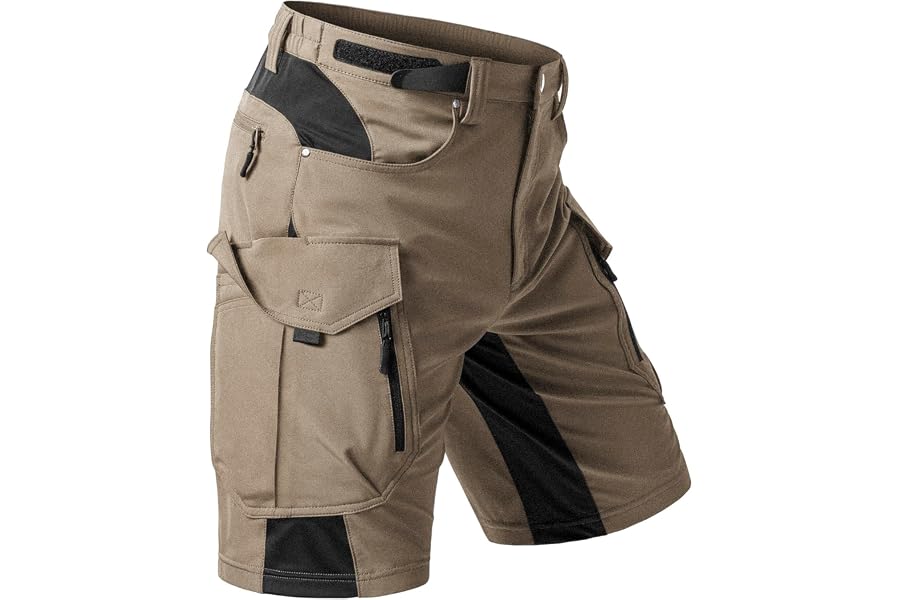 Moosehill Men's Hiking Cargo Shorts: Quick Dry 9 Pockets (Self-Storing) | Adjustable Waist, Stretch Panels, Reflective Strips, Lightweight, Water Resistant, Breathable, Outdoor Fishing Camping