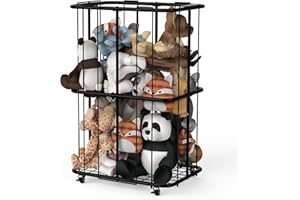 Stuffed Animal Storage - Stuff Animal Organizer with Wheels,Stuffed Animal Zoo Storage Cage for Nursery Playroom Bedroom Toy 