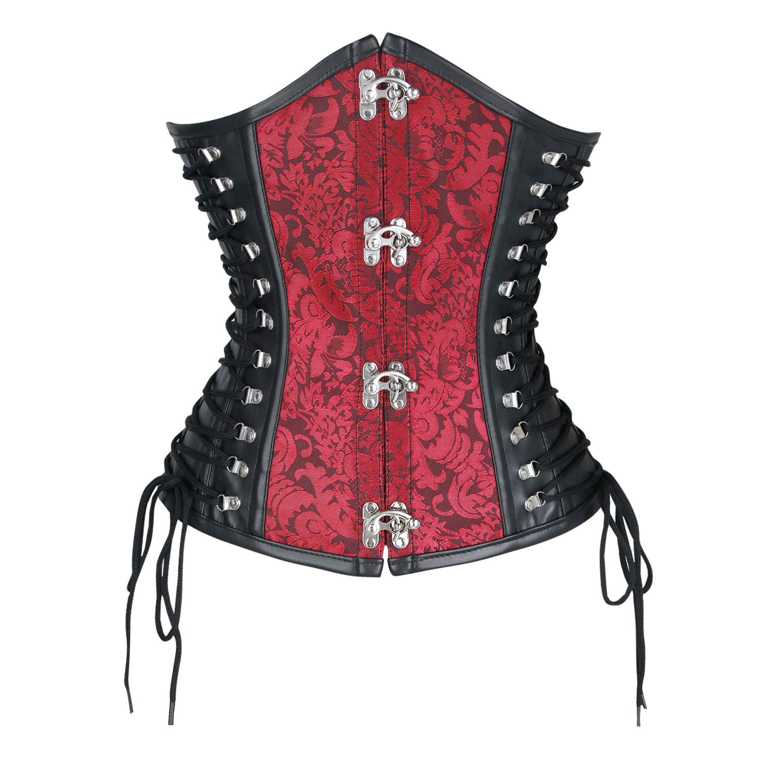 Photo 1 of Kimring Women's Steampunk Gothic PU Leather Steel Boned Underbust Corset Waist Training Corset Red/Black X-Large