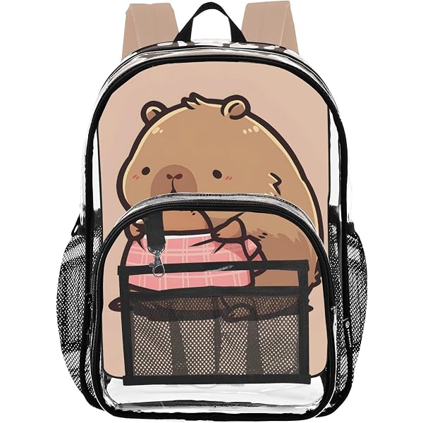 Capybara Clear PVC Backpack – Heavy Duty See-Through Bag For School, Stadium & Work
