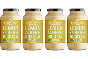 SONOMA GOURMET Lemon Herb Ricotta Pasta Sauce | No-Sugar Added | Fresh Ingredients | 25 Ounce Jars (Pack of 4)