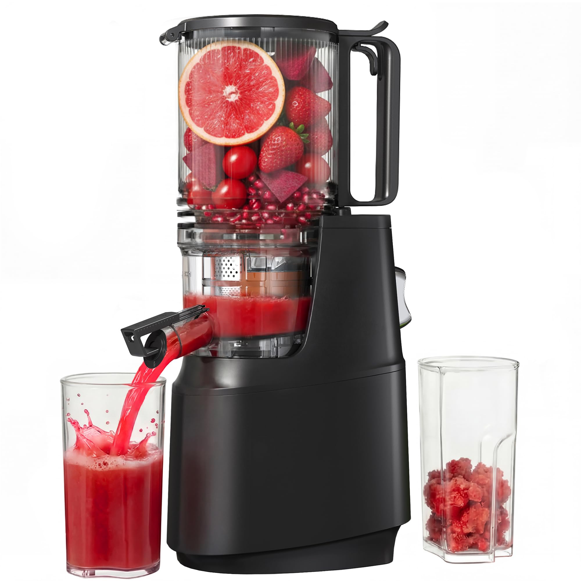Photo 1 of Cold Press Juicer, Juicer Machines with 5.3" Wide Feed Chute, Slow Masticating Juicer for High Yield with Whole Fruits and Vegetables (Black)