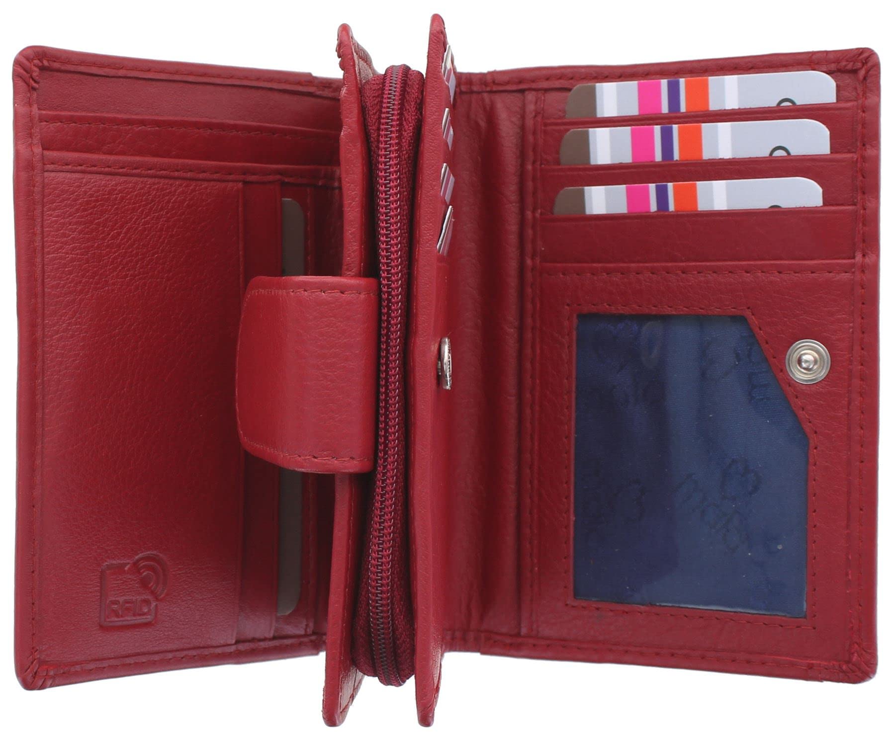 Mala Leather Origin Collection Leather Purse with RFID Protection and External ID Window 3118_5 Ruby Red
