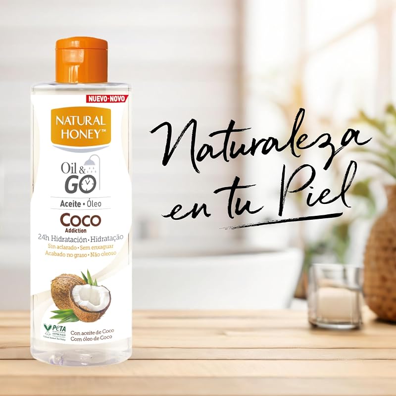 , Óleo & Gás Coco Addiction, Óleo de Banho Enxaguante com Óleo de Coco, 24H de Hidratação com Aroma Tropical, Rápida Absorção, Final Não Gorduroso, Nutritivo e Revitalizante, 250 ml