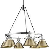 Golden Lighting Yep Orwell 6-Light Chandelier in Chrome and Aged Brass Shade