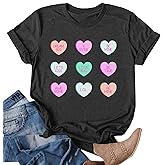NEWWEN Valentines Shirts for Women Cute Candy Heart Tshirt Graphic Valentine Gift Tee Casual Hearts Tops
