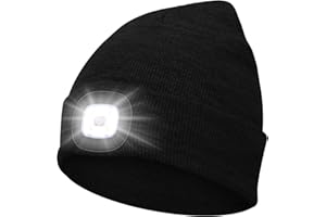 Beanie Hat with Light Headlight Hats LED USB Rechargeable Torch Cap Headlamp