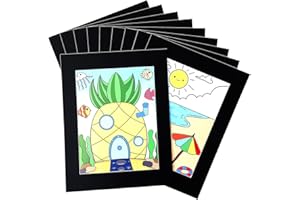 HOTUO 12 Pack 11x14 Kids Art Frame Display 8.5x11, Bevel Cut Black Cardboard Paper Kid Artwork Picture Frames, Great for Kids Drawings, Artworks