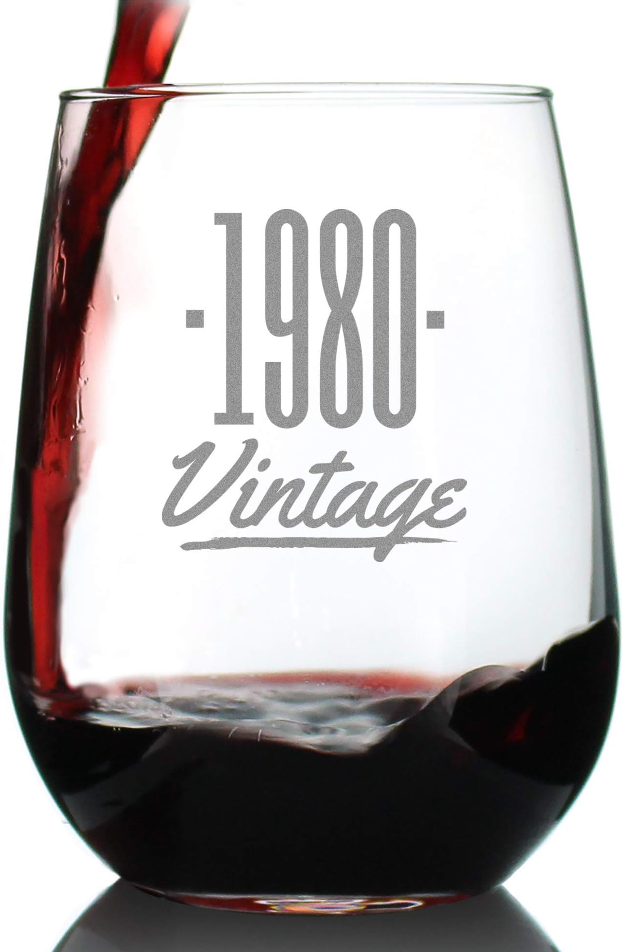 Bevvee Vintage 1980 Stemless Wine Glass - 45th Birthday Gifts for Women & Men Turning 45 - Bday Party Decor - Large 17 oz