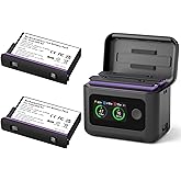 Insta 360 X5 Batteries(2 Packs) with Fast Charge Hub 27W Dual Fast Charging Case w/LCD Display, Intelligent Two Way Charger H