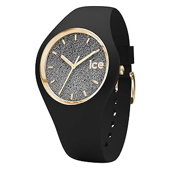 Ice-Watch - ICE glitter Black - Schwarze Damenuhr mit Silikonarmband