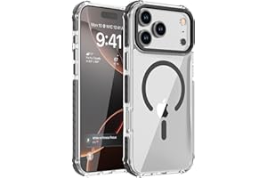 DEERLAMN Strong Magnetic Case for iPhone 17 Pro Max 6.9-Inch,[Compatible with Magsafe][Military Grade Drop Protection] Clear Slim Shockproof Protective Phone Cover-Transparent+Black