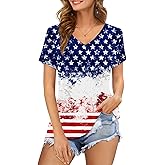 Amoretu Womens Tshirts V Neck Short Sleeve Tops Tee Solid Color Blouse