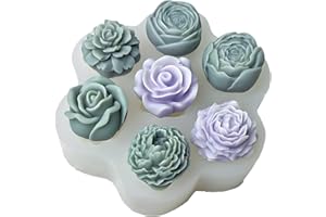 ESEDAGE 7 Cavities Flower Mold - Multiple Style - Soap & Candle Mold - Silicone 3D Molds for Candy & Home Decor - Resin Casting & Making Molds