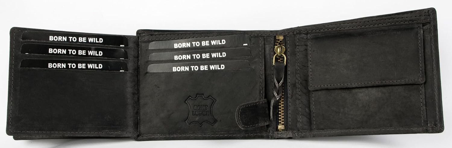 Men's Dark Grey Strong Genuine Leather Wallet with Shark - Image 5