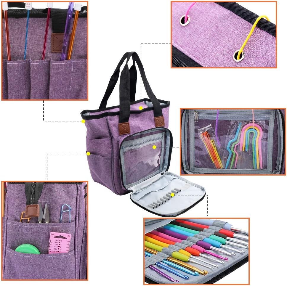 SumDirect Yarn Bag, Knitting Organizer Tote Bag Portable Storage Bag for Yarns Carrying Projects, Knitting Needles - Image 5