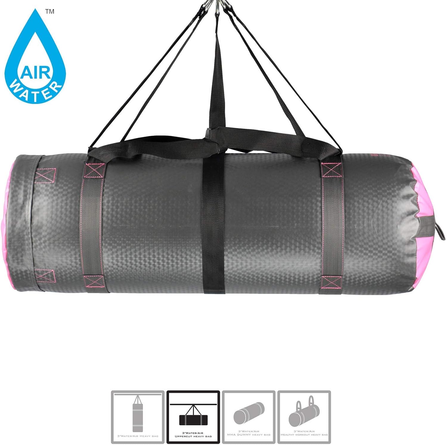 MaxxMMA Training & Fitness Water/Air Heavy Bag, Uppercut Workout Grappling MMA Punching Bag (Grey/Pink) : Sports & Outdoors