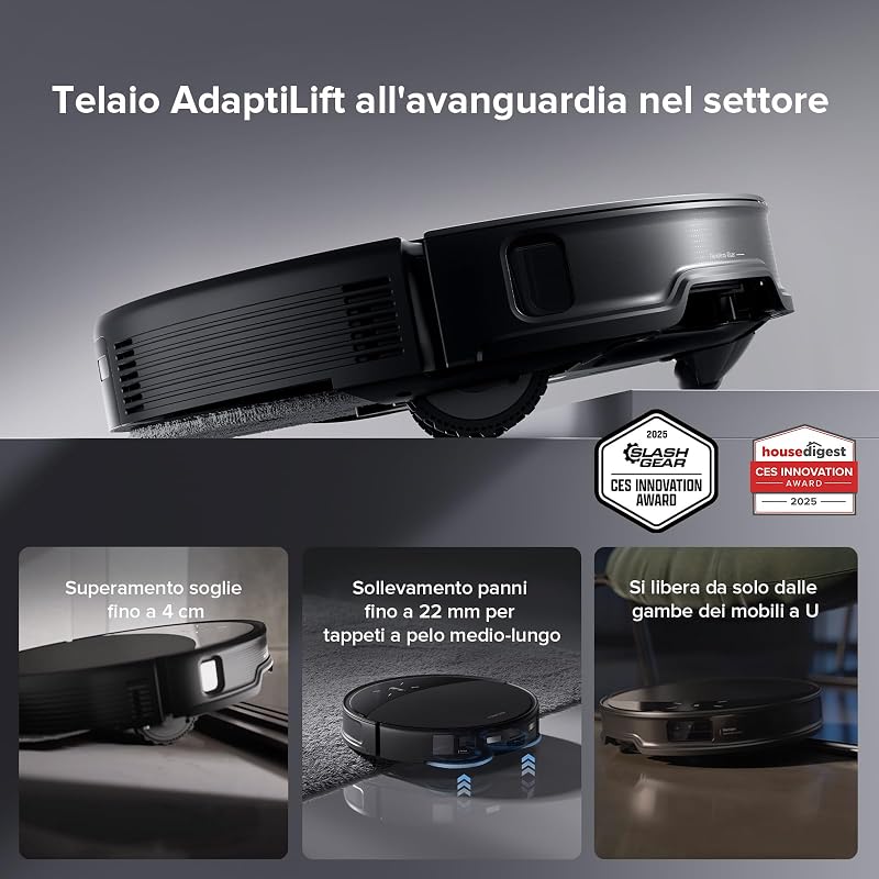 Saros 10R Robot Aspirapolvere Lavapavimenti 22.000Pa, 7,98 cm