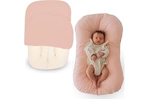Max&So Baby Lounger Cover for Newborn - Cotton Infant Lounger Pillow Cover Removable Design - Soft Cotton Slipcover for Newborn Lounger Pillow - Baby Nest Cover - Pink - Cover Only