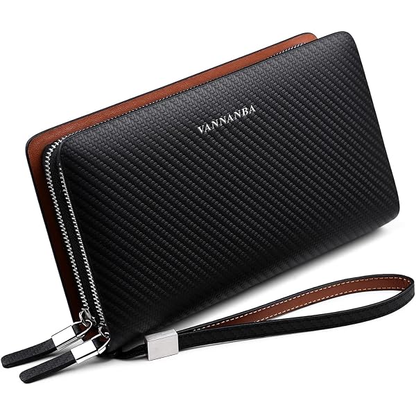 VANNANBA Men's Real Leather Long Wallet - RFID Blocking Travel Clutch With Wristlet, Green