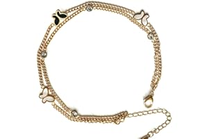 Kueroami Ankle Bracelets for Women, 18K Gold Tennis Butterfly Herringbone Cuban Rope Chain Layered Anklets for Women,Back-to-School Season Fashion Accessories for Girl