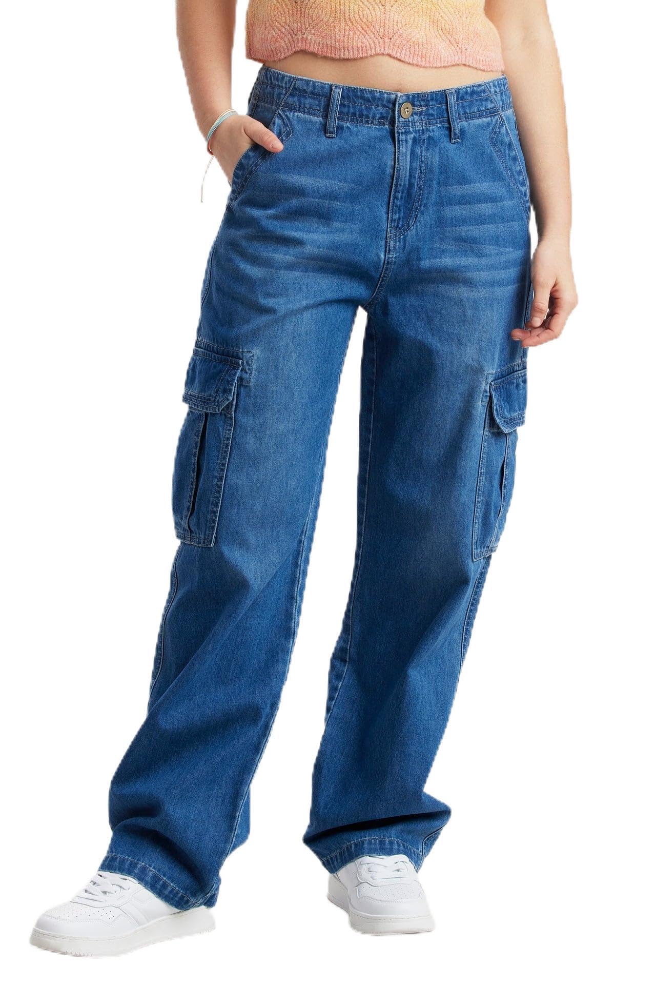 Photo 1 of UNIONBAY Women's Cargo Utility Straight Leg Denim Jean, Venice Blue