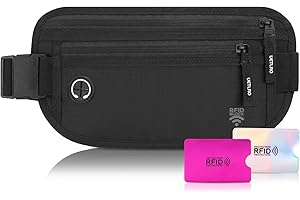 UETLRO Passport Holder for Travel for Men and Women Hidden Money Belt Black Travel Wallet with RFID Blocking Sleeve Fanny Pack for Men